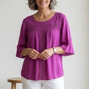 Soft Surroundings Magenta Blouse XL • Flowy Lightweight Top